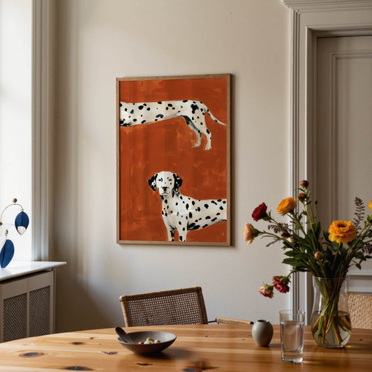 Graphic black and white Dalmatian illustration wall art