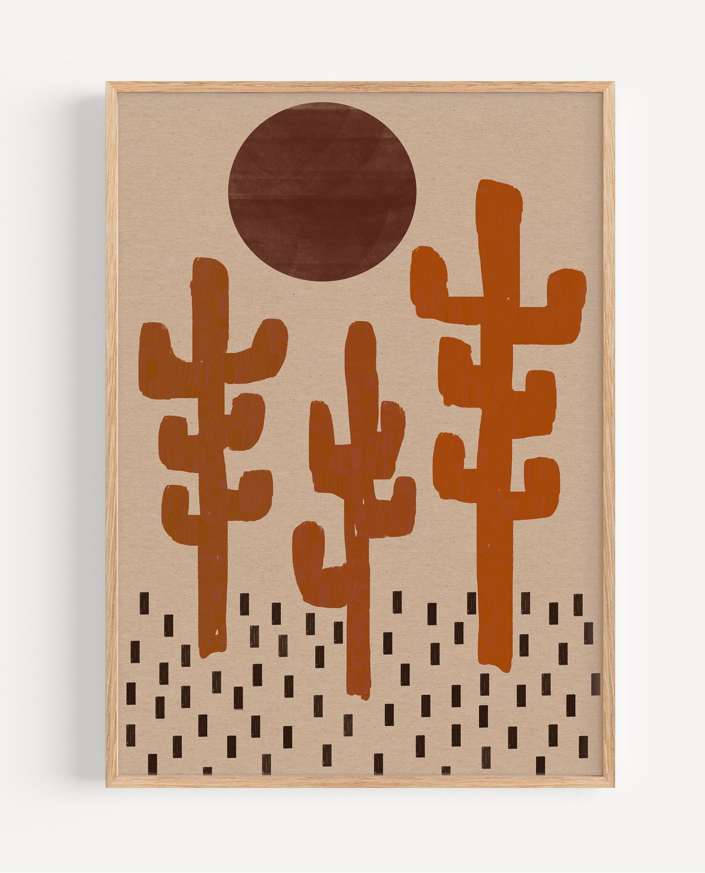 Rich rust and sandy tones evoke a warm, sun-drenched desert scene