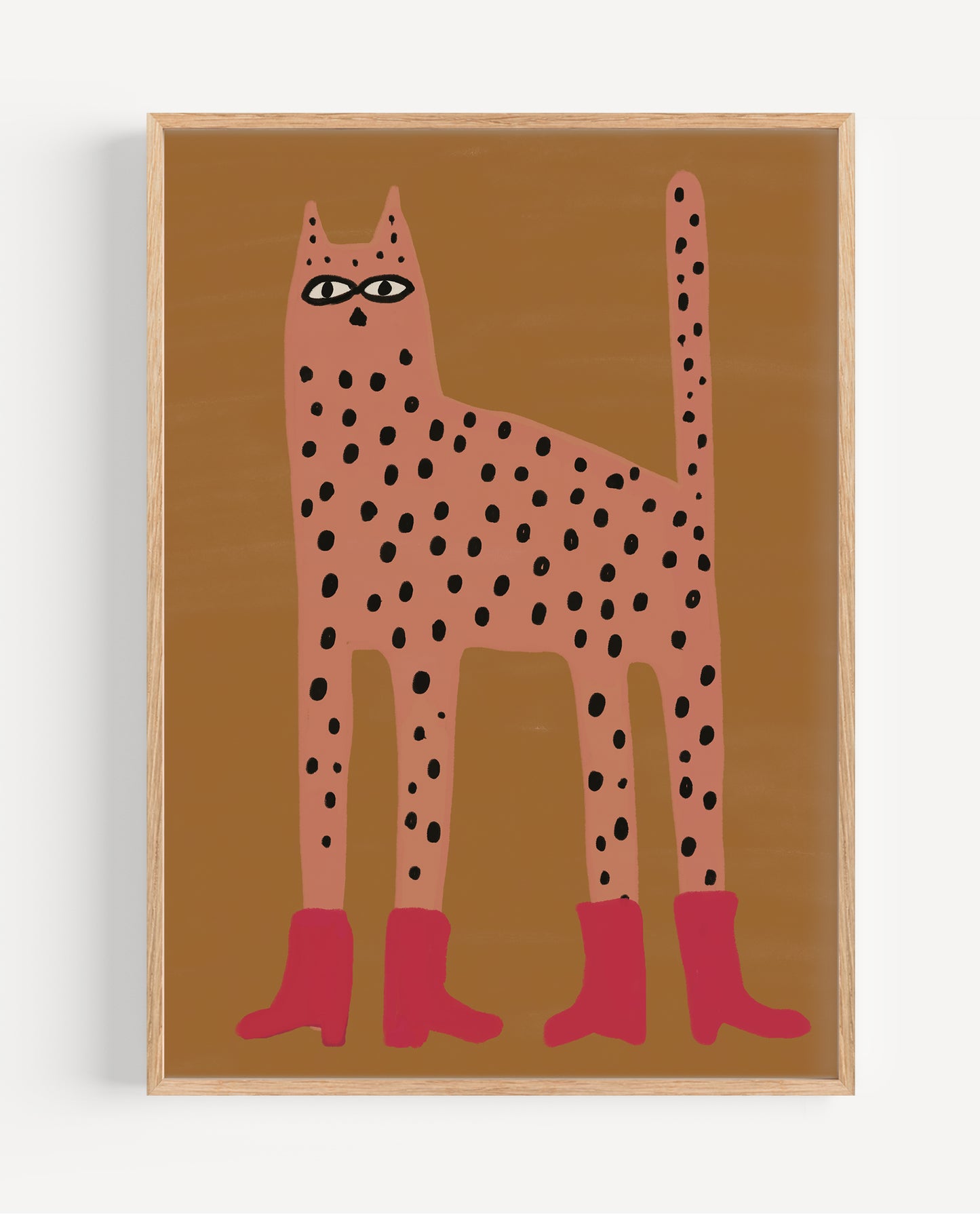 Close-up detail of Fancy Feline red boots illustration texture