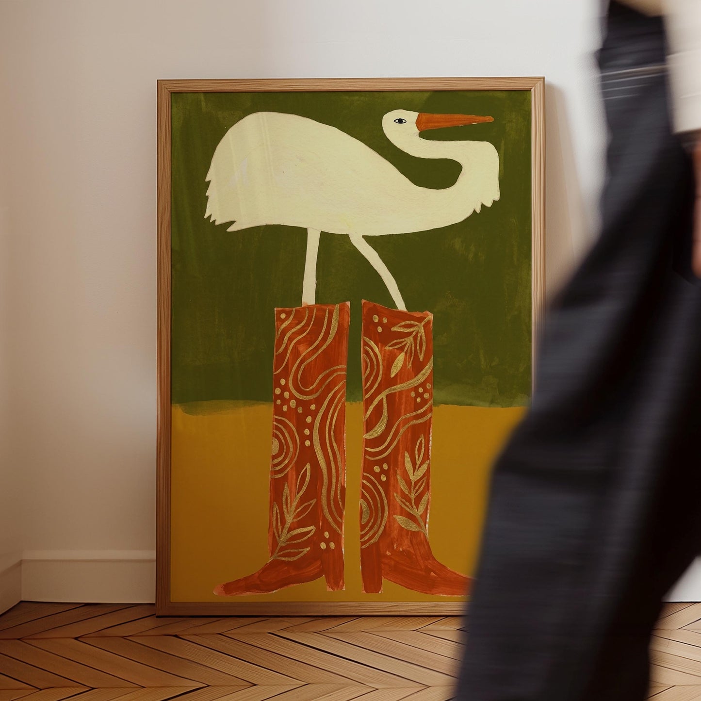 Crane in Cowboy Boots — Art Print