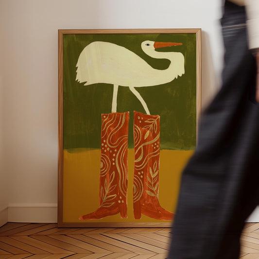 Crane in Cowboy Boots — Art Print