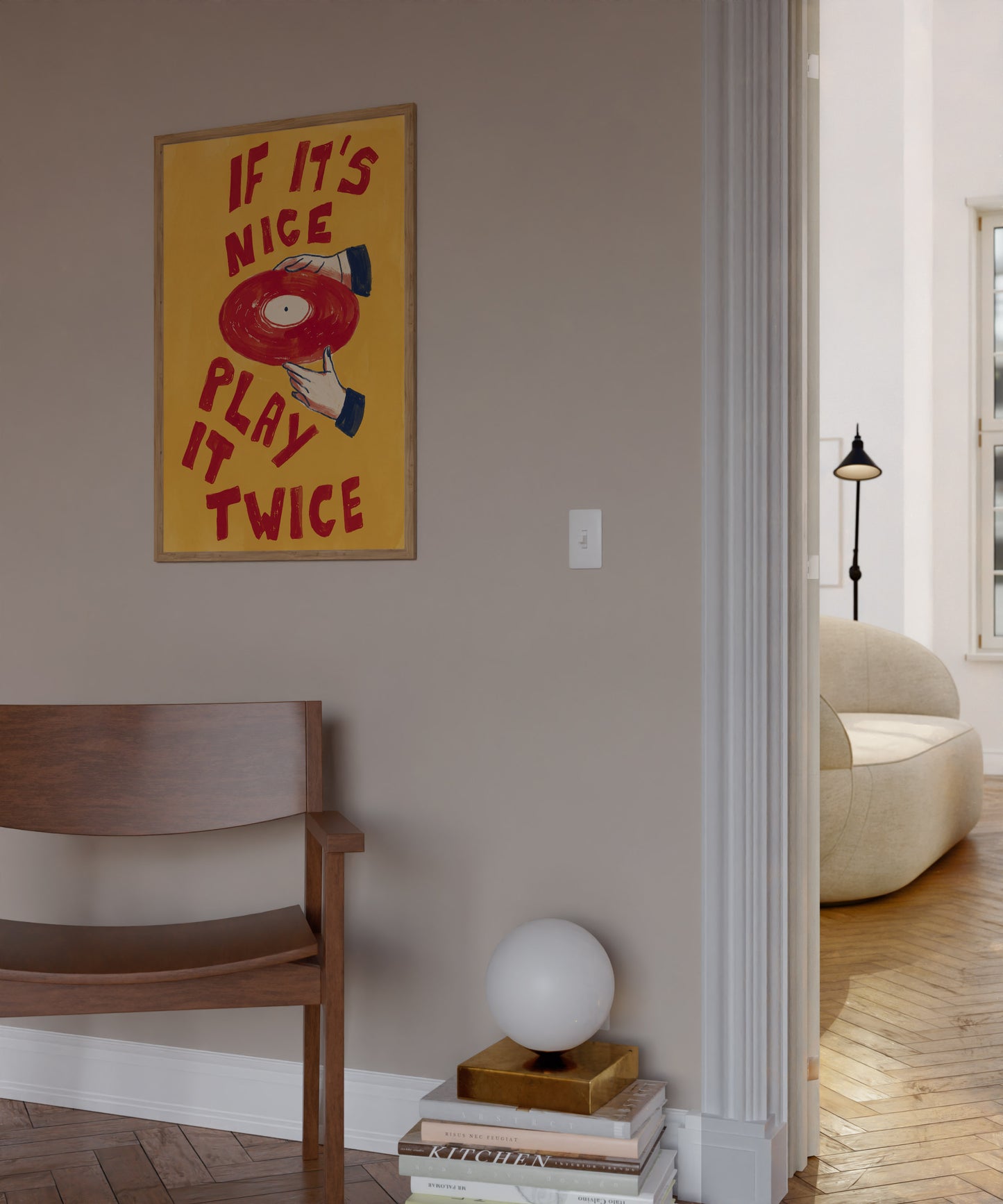 If It's Nice, Play It Twice typography fine art print with vinyl record