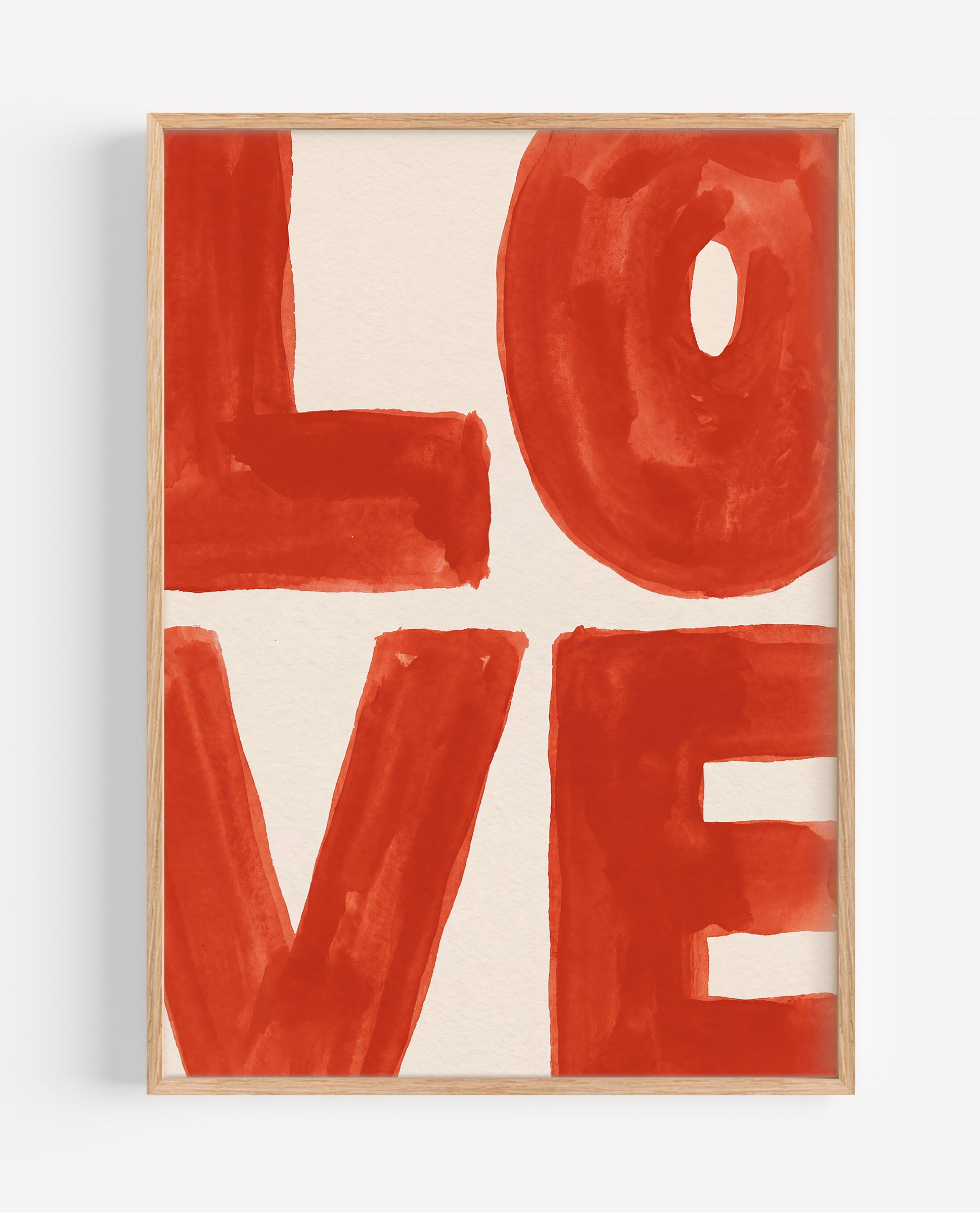 Love typography fine art print with terracotta watercolor lettering