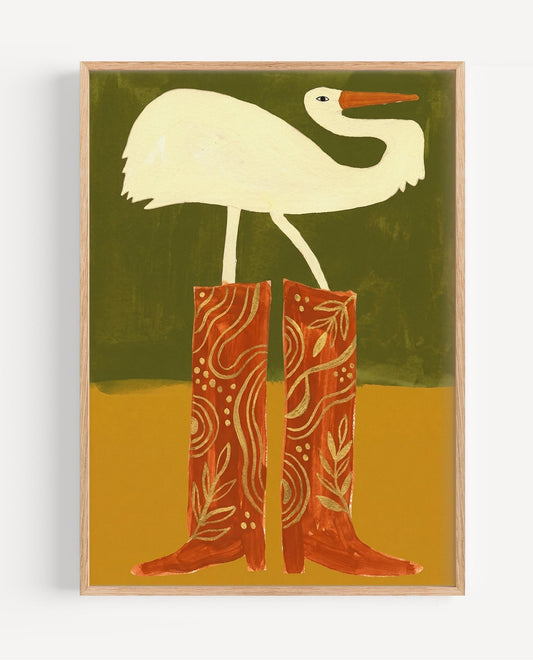 Crane in Cowboy Boots — Art Print