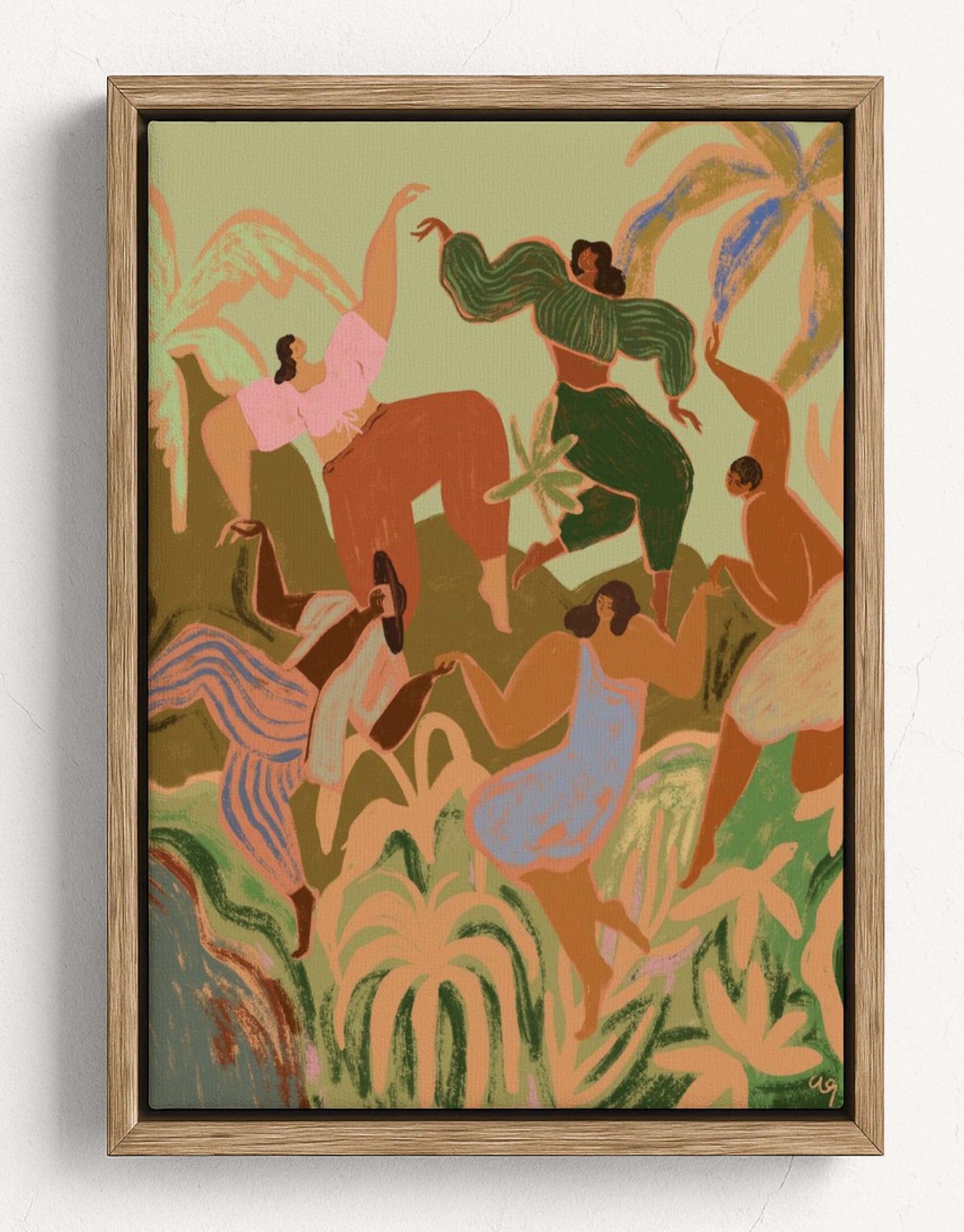 Spring Frolic by Arty Guava canvas print with dancing women in nature