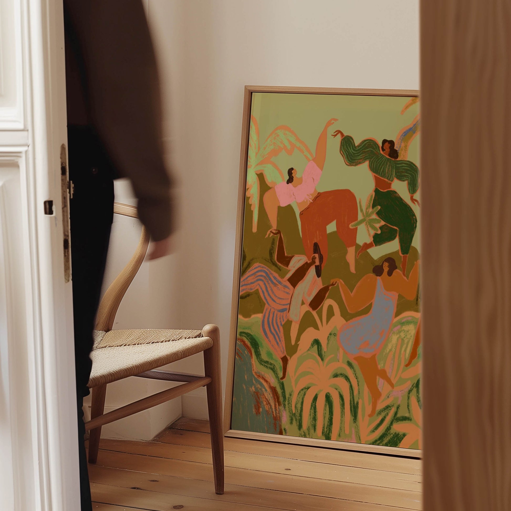 Spring Frolic by Arty Guava canvas print hanging in modern living room