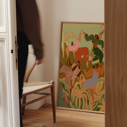 Spring Frolic by Arty Guava canvas print hanging in modern living room