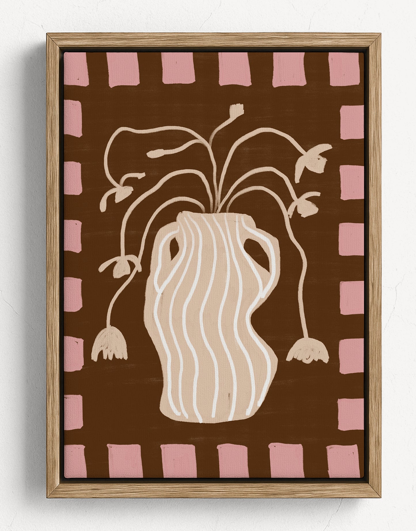 The Dancing Vase canvas print in a cozy, personality-filled entryway