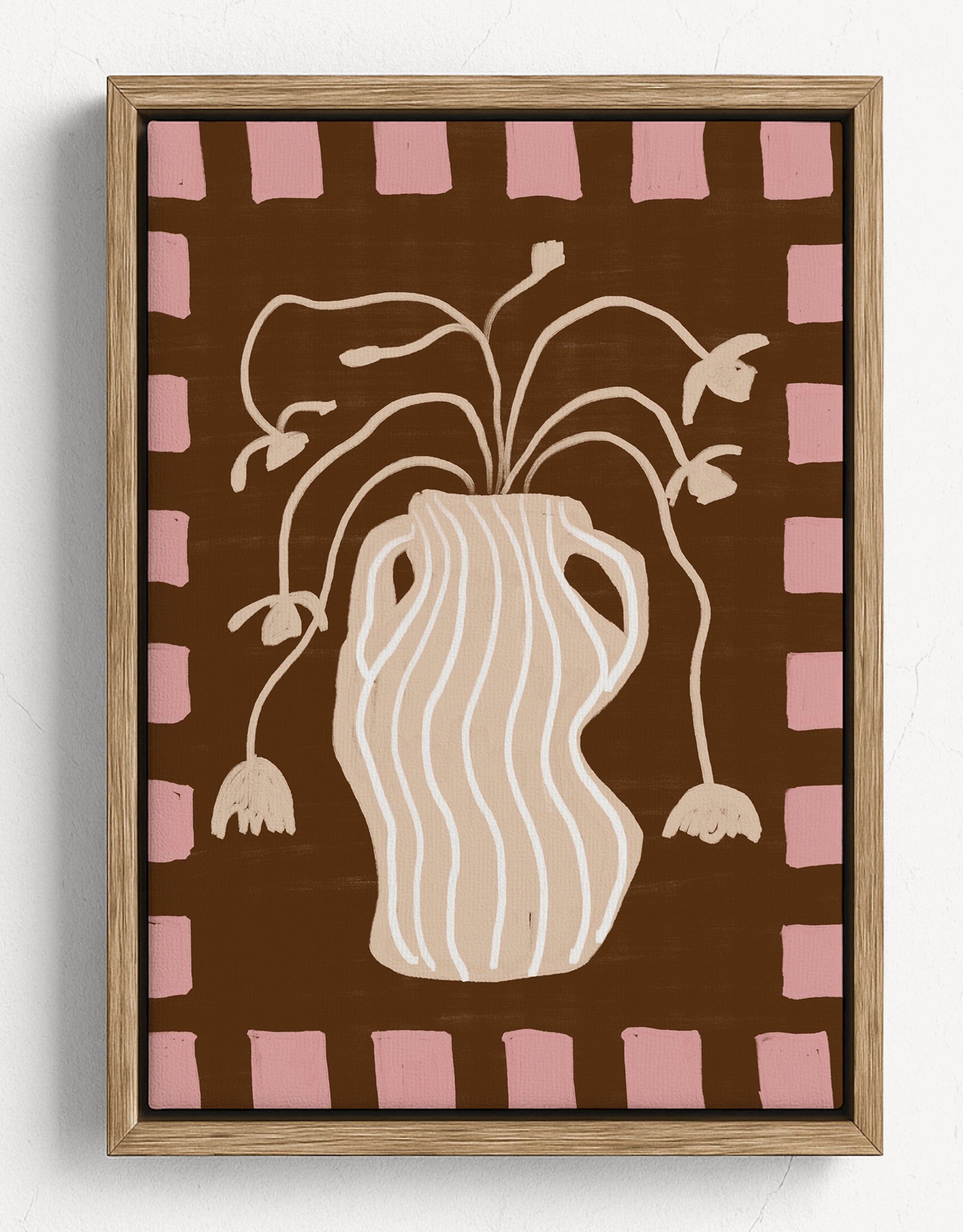 The Dancing Vase canvas print in a cozy, personality-filled entryway