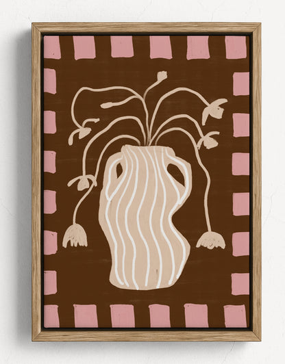 The Dancing Vase canvas print in a cozy, personality-filled entryway