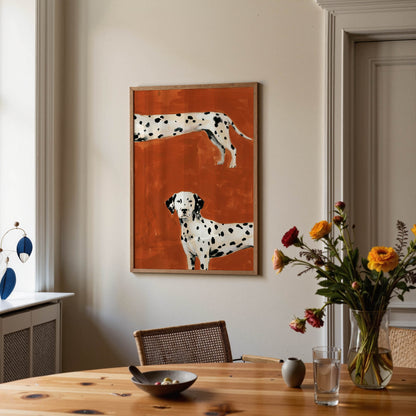 Graphic black and white Dalmatian illustration wall art