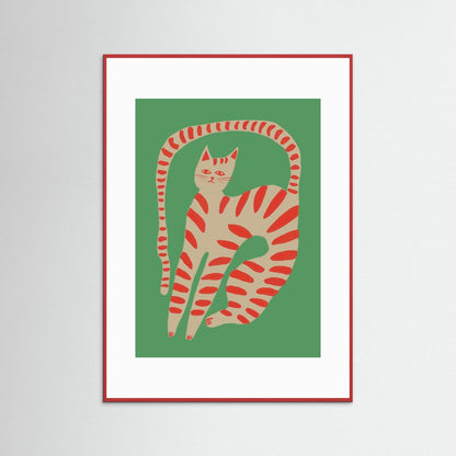 The Stretching Tiger Cat — Art Print 