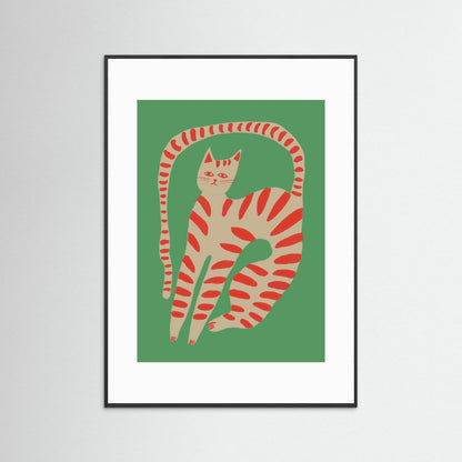 The Stretching Tiger Cat — Art Print 