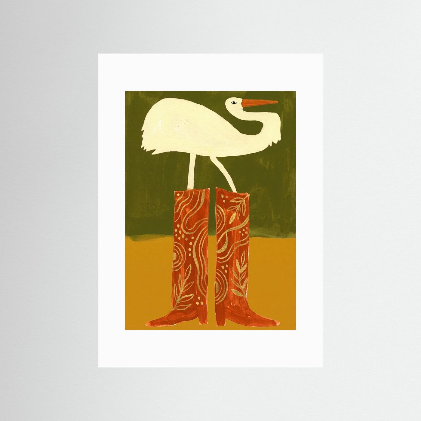Crane in Cowboy Boots — Art Print   