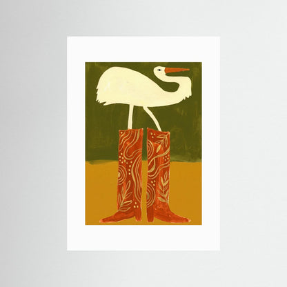 Crane in Cowboy Boots — Art Print   