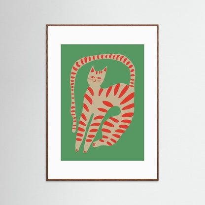 The Stretching Tiger Cat — Art Print 