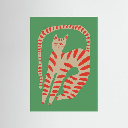 The Stretching Tiger Cat — Art Print 