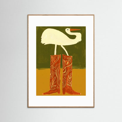Crane in Cowboy Boots — Art Print   