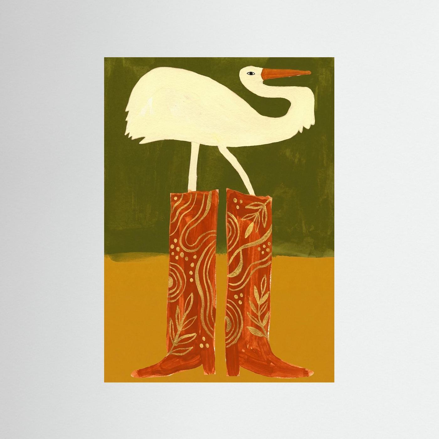 Crane in Cowboy Boots — Art Print   