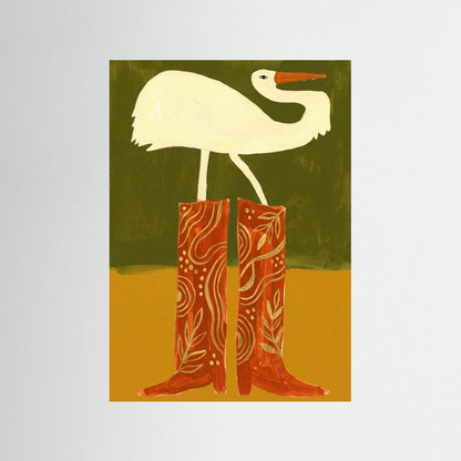 Crane in Cowboy Boots — Art Print   