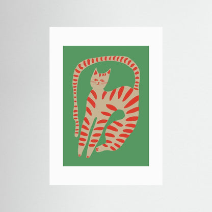 The Stretching Tiger Cat — Art Print 