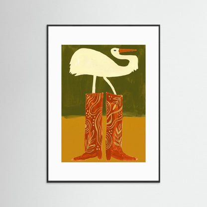 Crane in Cowboy Boots — Art Print   